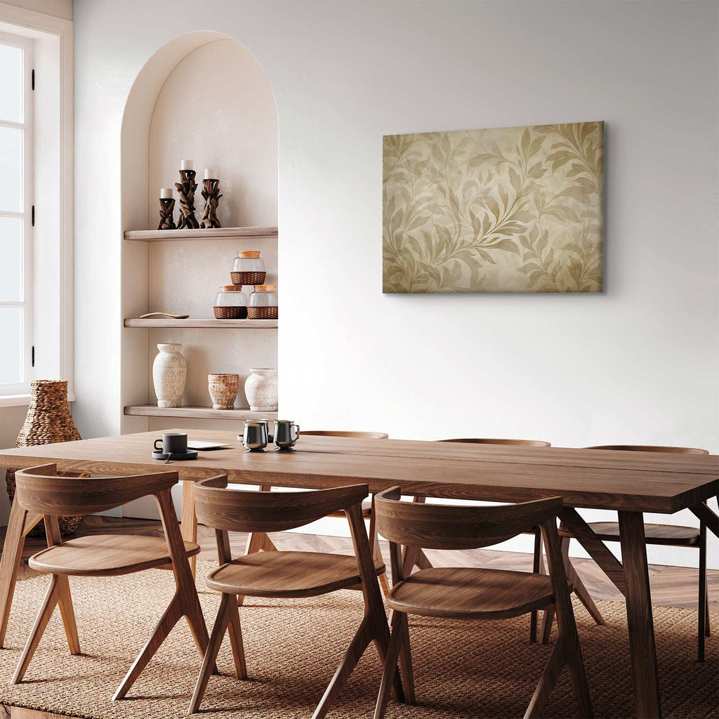 Sand Botanical Leaves and Vines Canvas Print