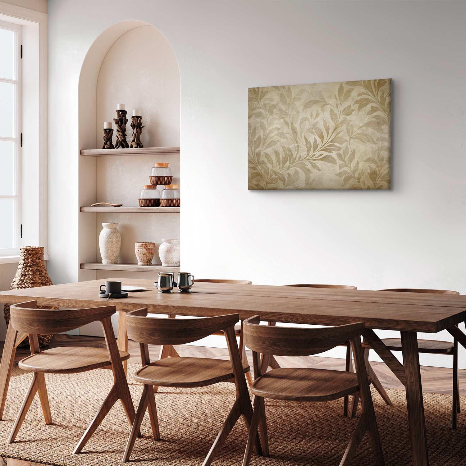 Sand Botanical Leaves and Vines Canvas Print