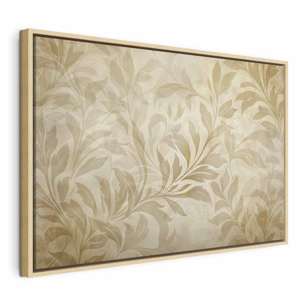 Canvas Print Botanical Motif with Leaves and Vines in Sand Colors