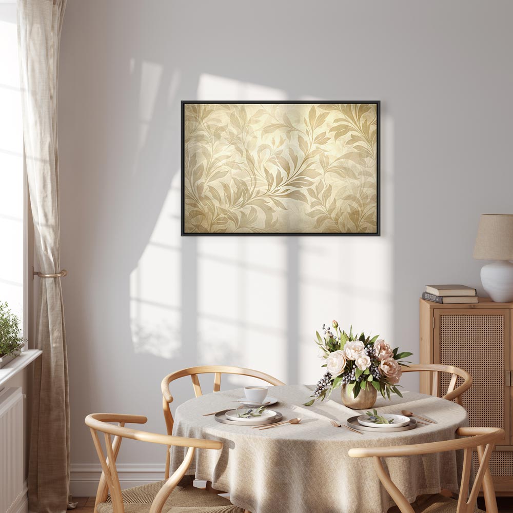 Canvas Print Botanical Motif with Leaves and Vines in Sand Colors