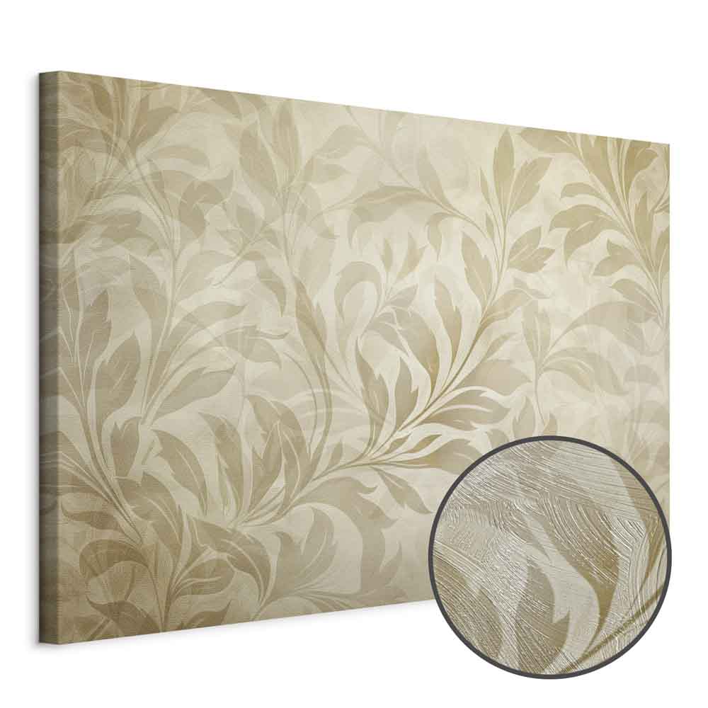 Sand Botanical Leaves and Vines Canvas Print