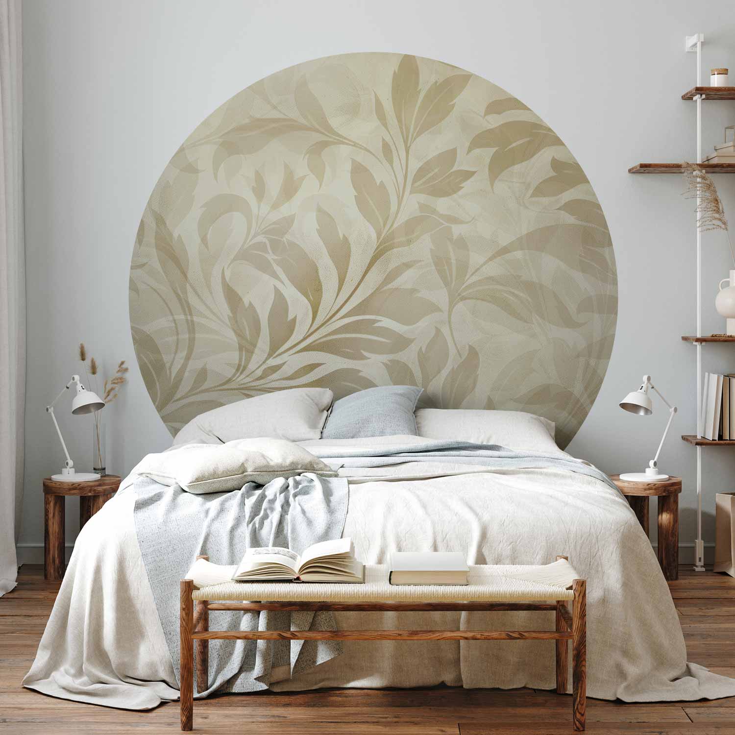 Sand Leaves and Vines Nature Round Wall Mural