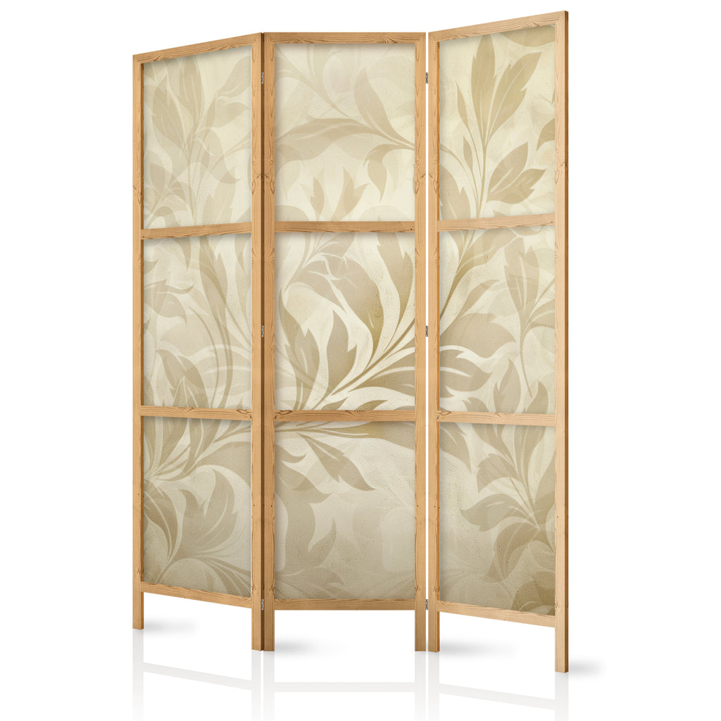 Japanese Room Divider with Botanical Motif in Sand
