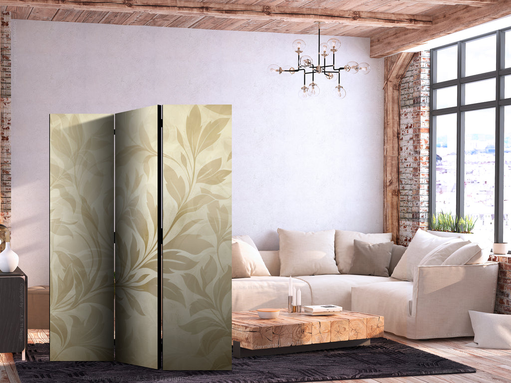 Room Divider with Botanical Motif in Sandy Colors