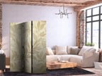 Room Divider with Botanical Motif in Sandy Colors