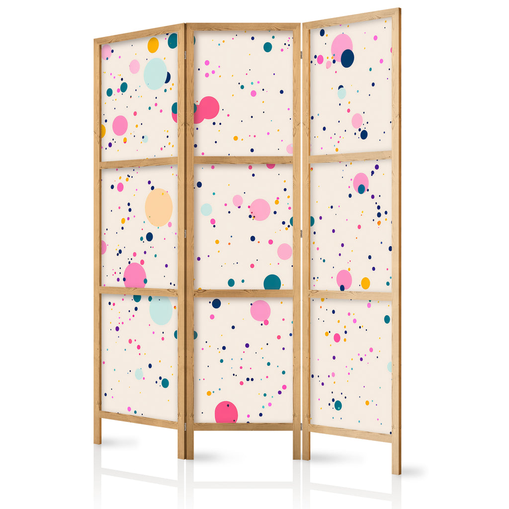 Japanese Room Divider - Dots and Splashes on Light Pink