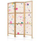 Japanese Room Divider - Dots and Splashes on Light Pink