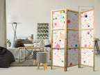Japanese Room Divider - Dots and Splashes on Light Pink