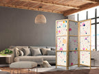 Japanese Room Divider - Dots and Splashes on Light Pink
