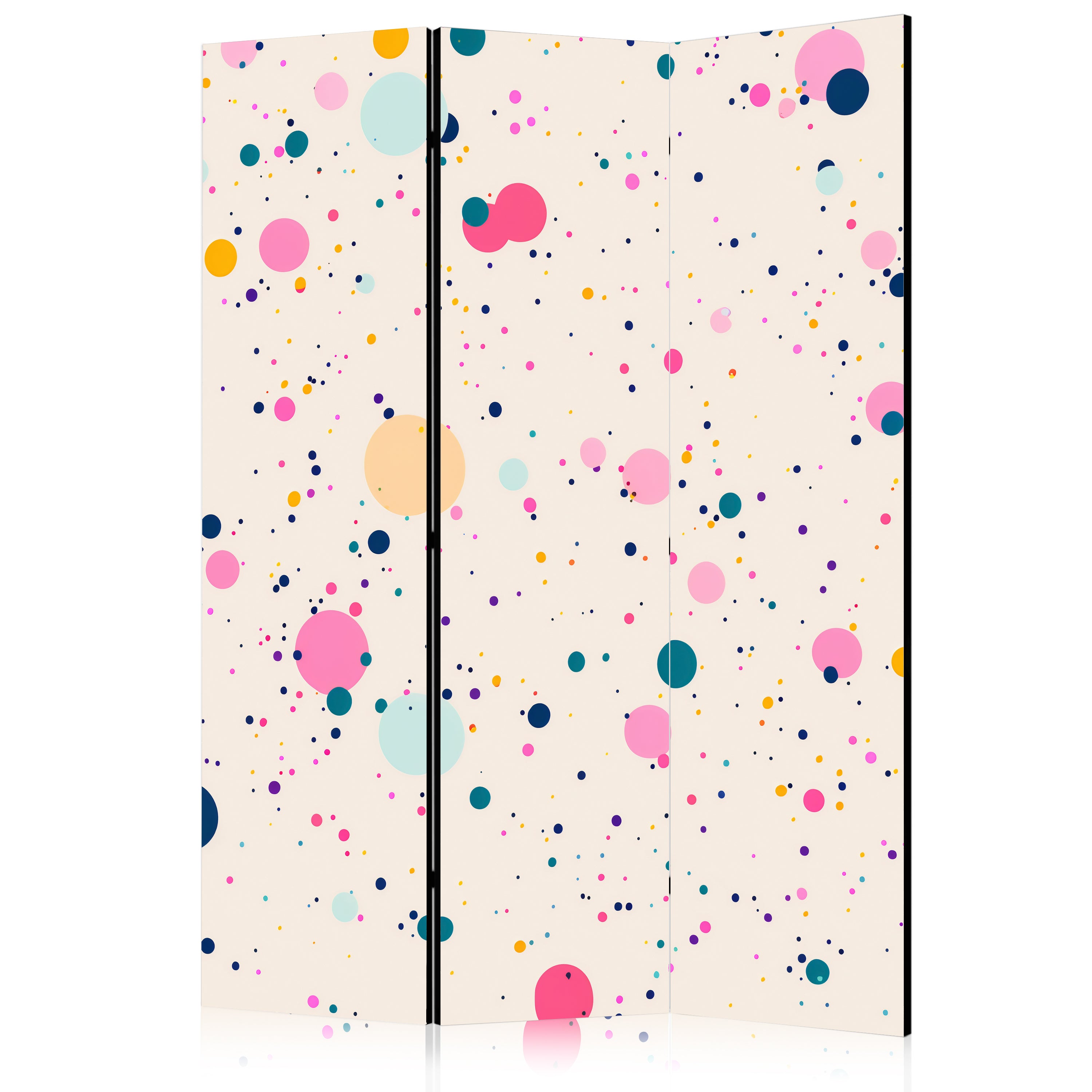 Room Divider - Multicolored Dots and Splashes on Light Pink Background