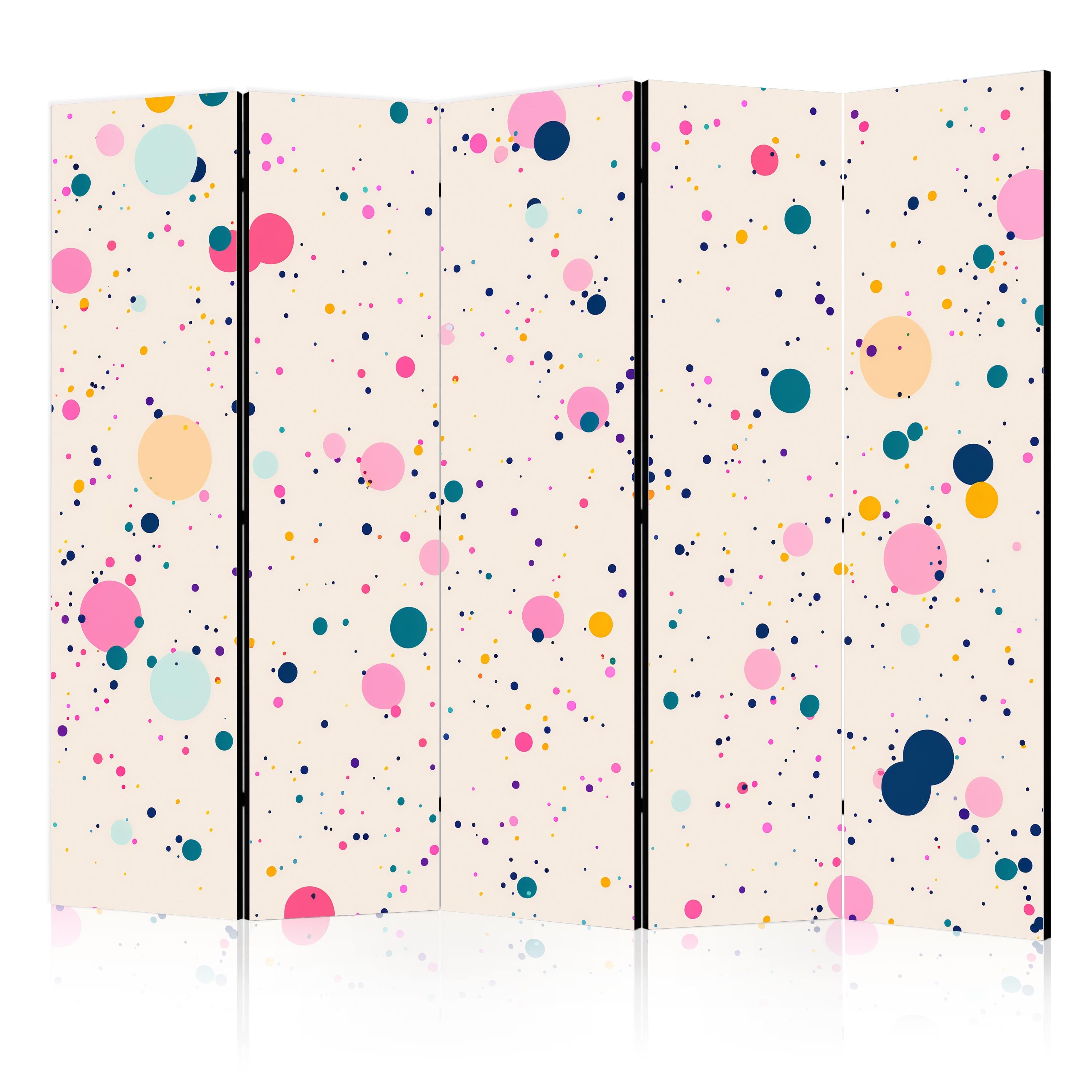 Room Divider - Multicolored Dots & Splashes on Light Pink