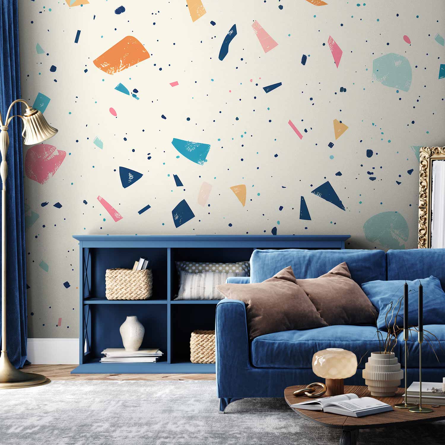 Wall Mural Terrazzo with Multicolored Elements