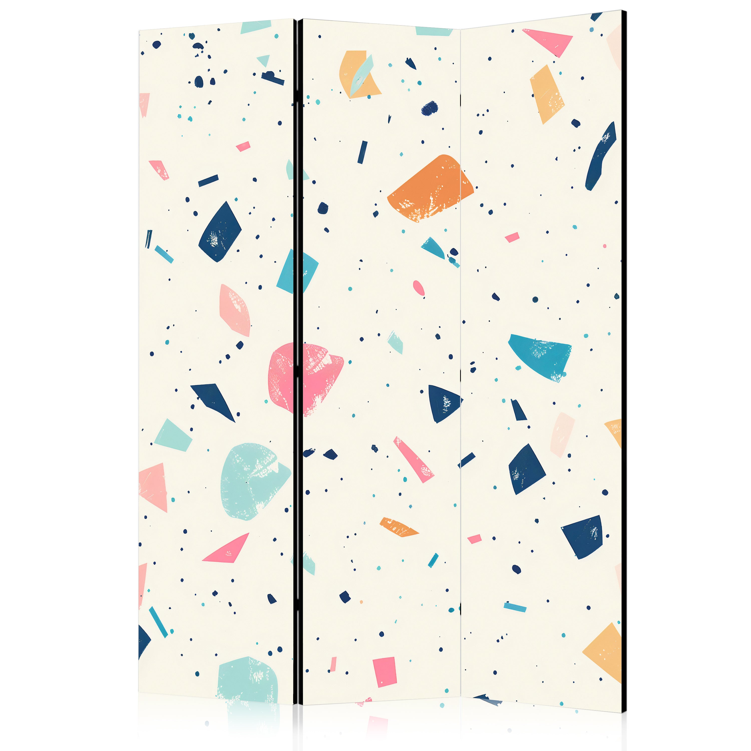 Room Divider Terrazzo Multicolored Large Elements Cheerful Pattern on Light Background