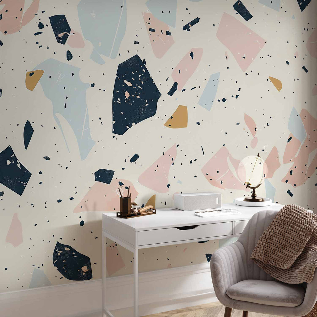 Subdued Terrazzo Large Stone Abstract Wall Mural