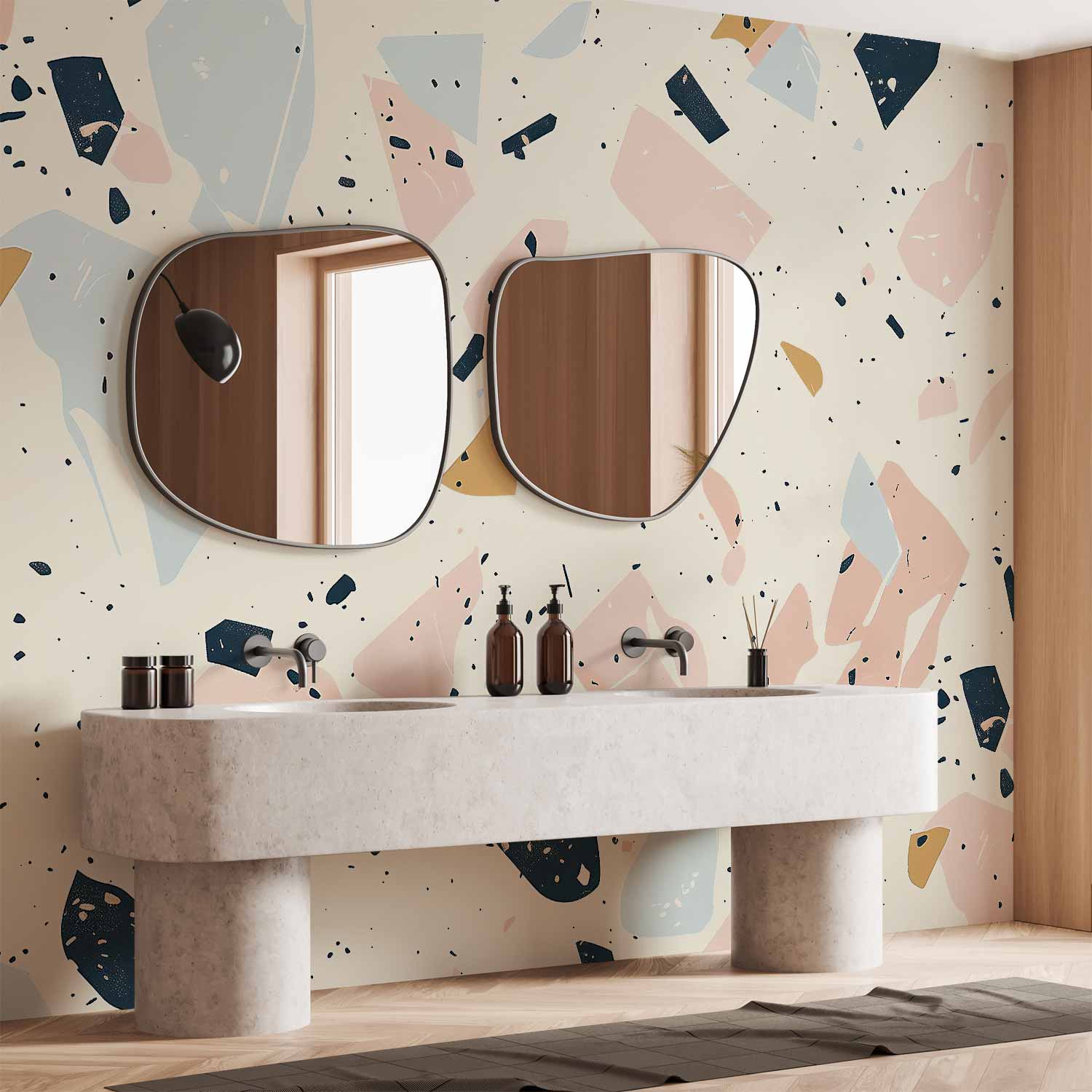 Subdued Terrazzo Large Stone Abstract Wall Mural