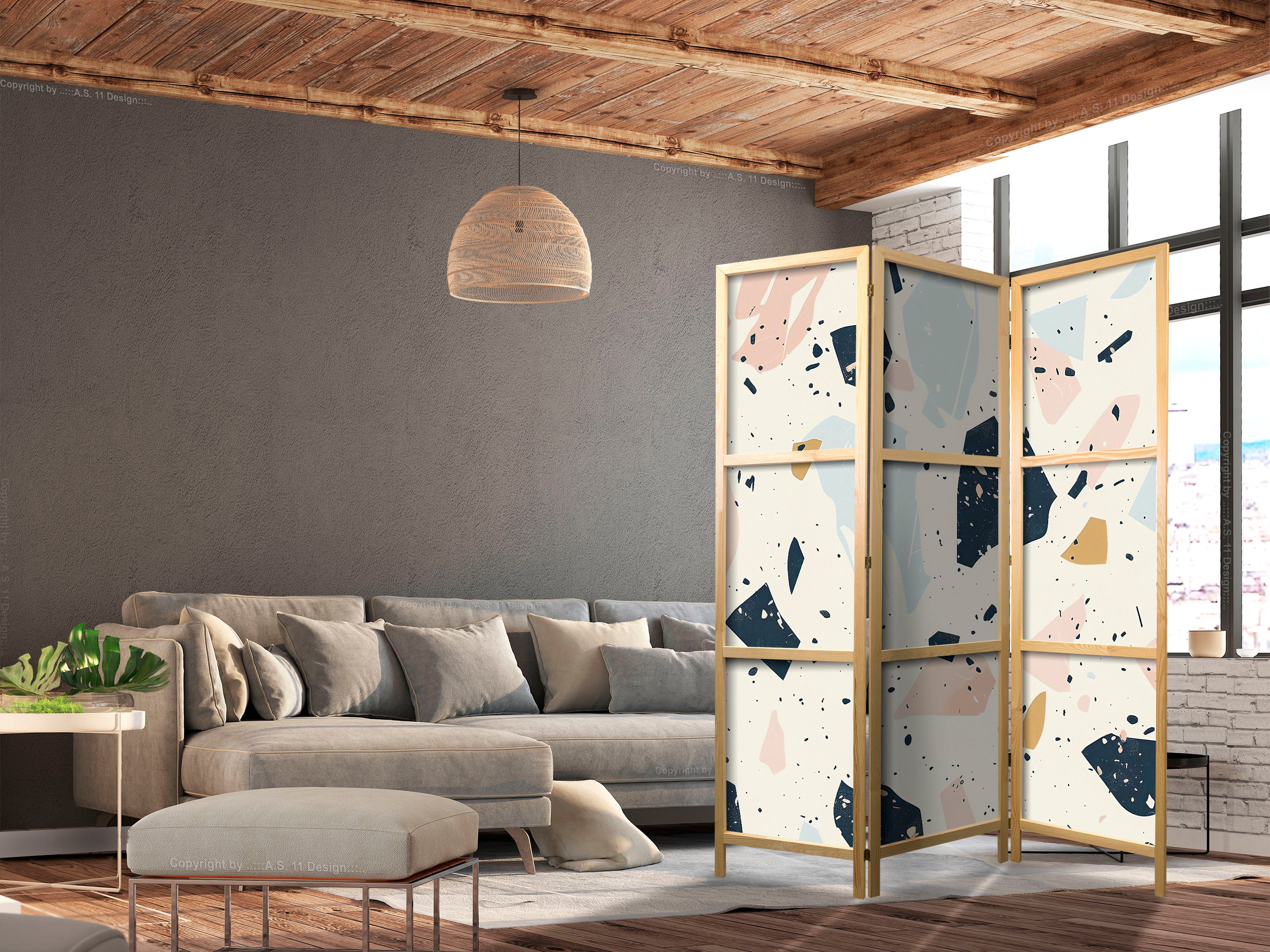 Room Divider Terrazzo with Large Muted Stones