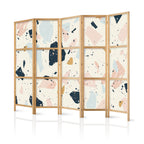 Japanese Room Divider Terrazzo with Large Scaled Stones in Muted Colors