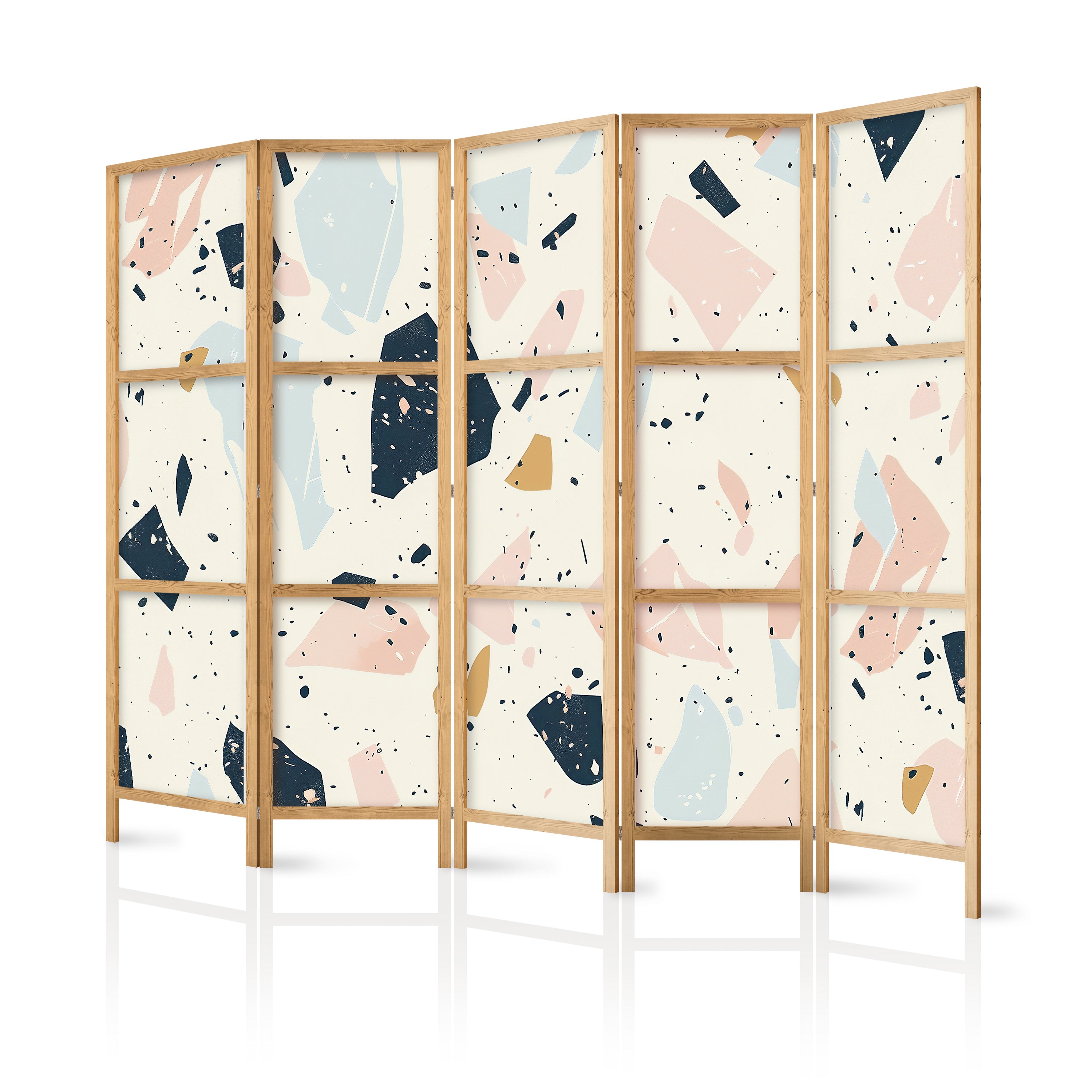 Japanese Room Divider Terrazzo with Large Scaled Stones in Muted Colors