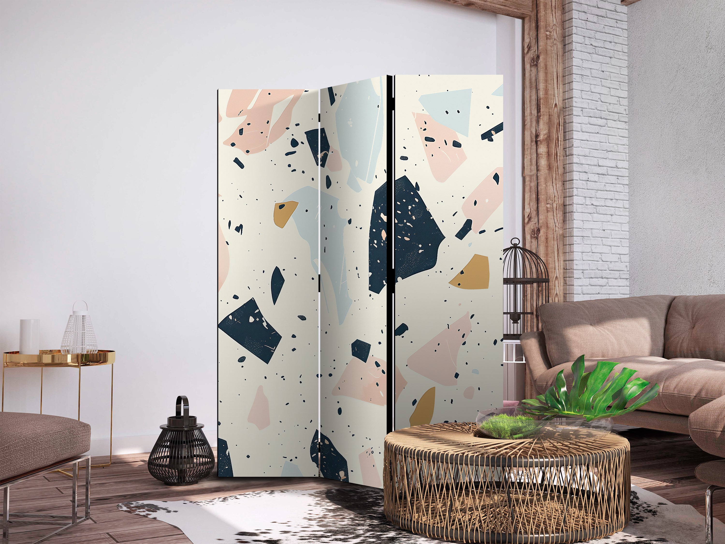 Room Divider Terrazzo with Large Scaled Stones in Subdued Colors