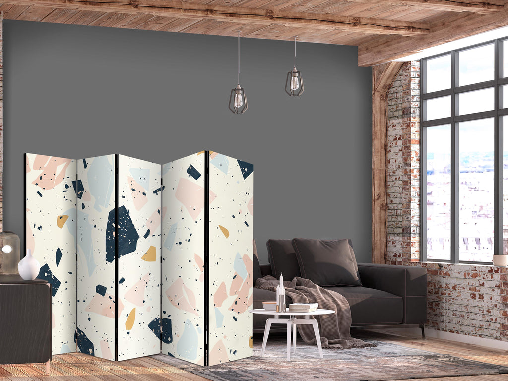 Room Divider Terrazzo with Large Scaled Stones in Subdued Colors