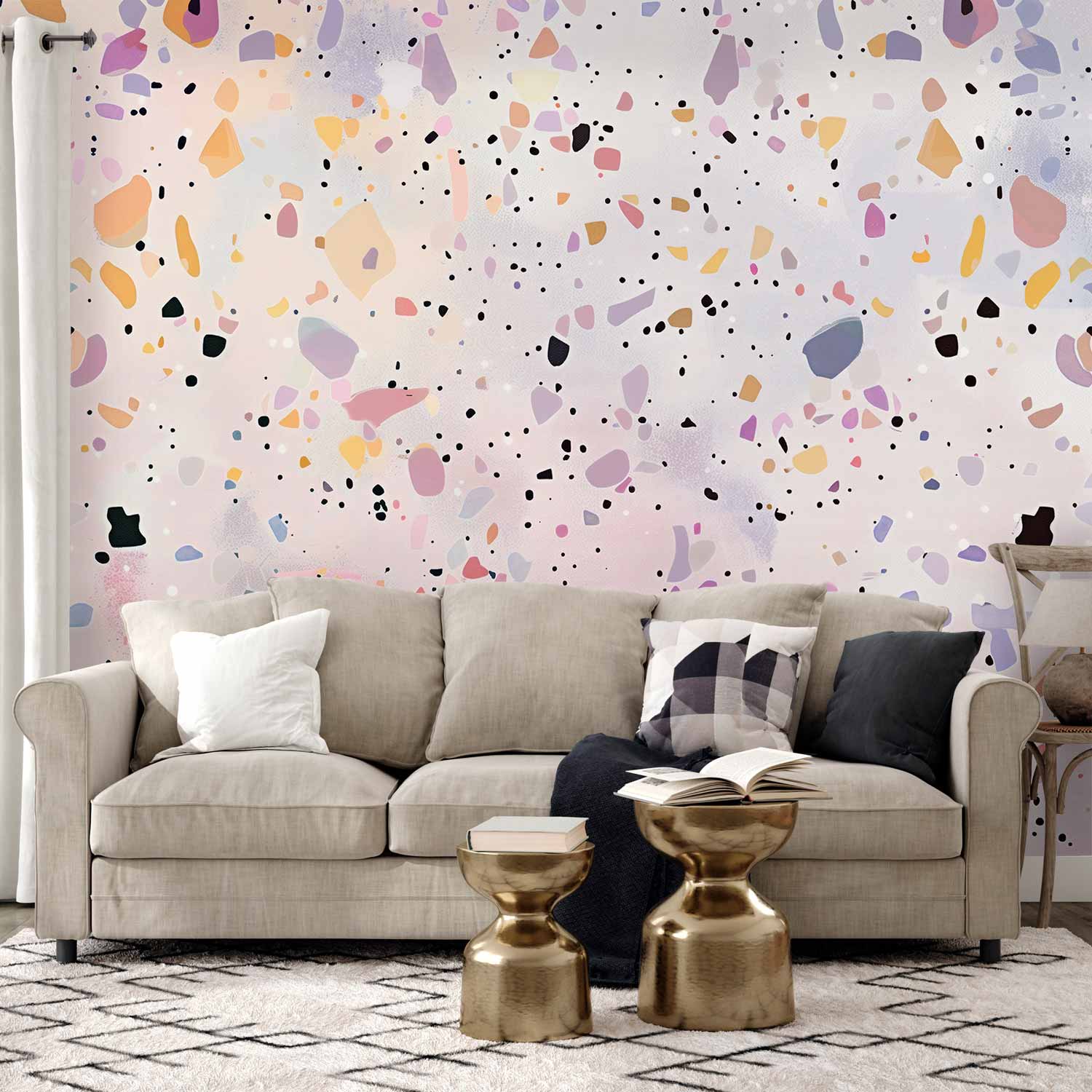 Wall Mural Terrazzo Confetti Violet-Pink Colorful Pattern