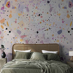 Terrazzo Confetti Violet Pink Abstract Wall Mural