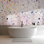 Terrazzo Confetti Violet Pink Abstract Wall Mural