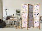 Japanese 3-Panel Room Divider - Confetti Terrazzo (Purple-Pink)