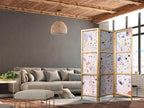 Japanese 3-Panel Room Divider - Confetti Terrazzo (Purple-Pink)