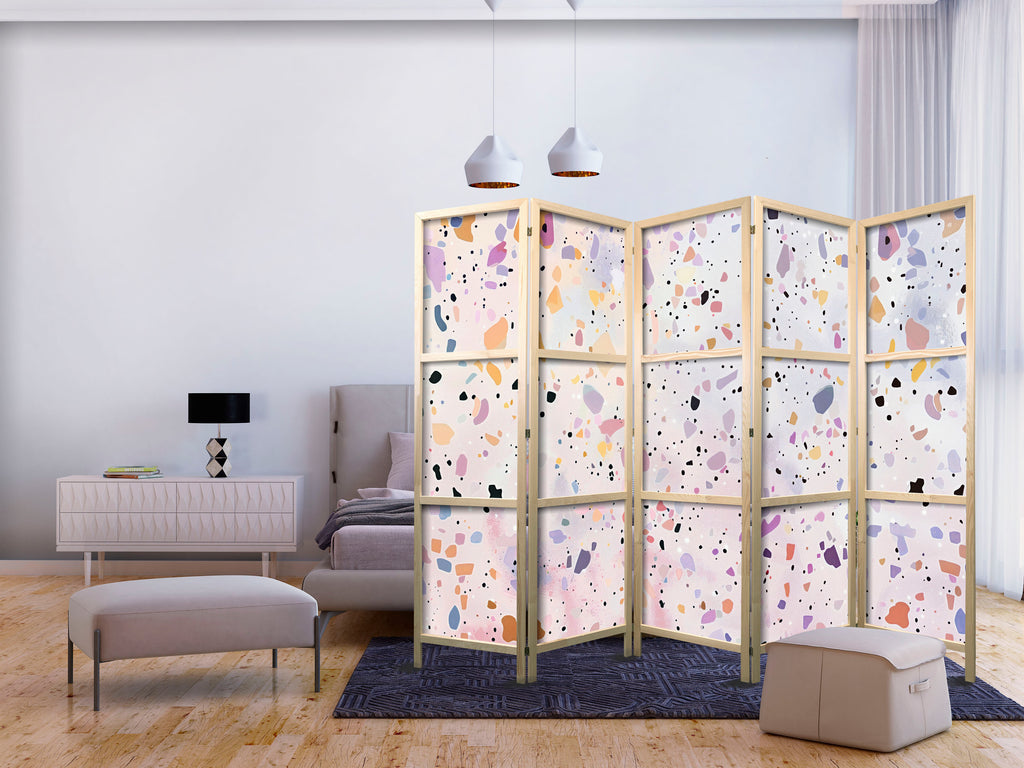 Japanese Room Divider - Confetti Terrazzo Purple-Pink