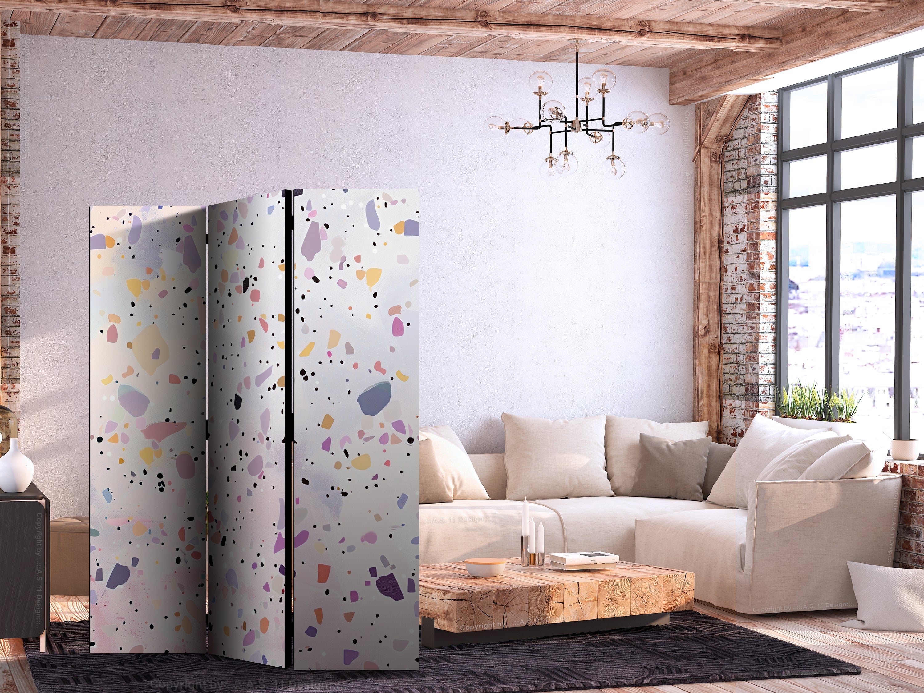 Room Divider Terrazzo Confetti Violet-Pink
