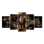 Golden Lion 5-Piece Wide Canvas Print