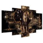 Golden Lion 5-Piece Wide Canvas Print