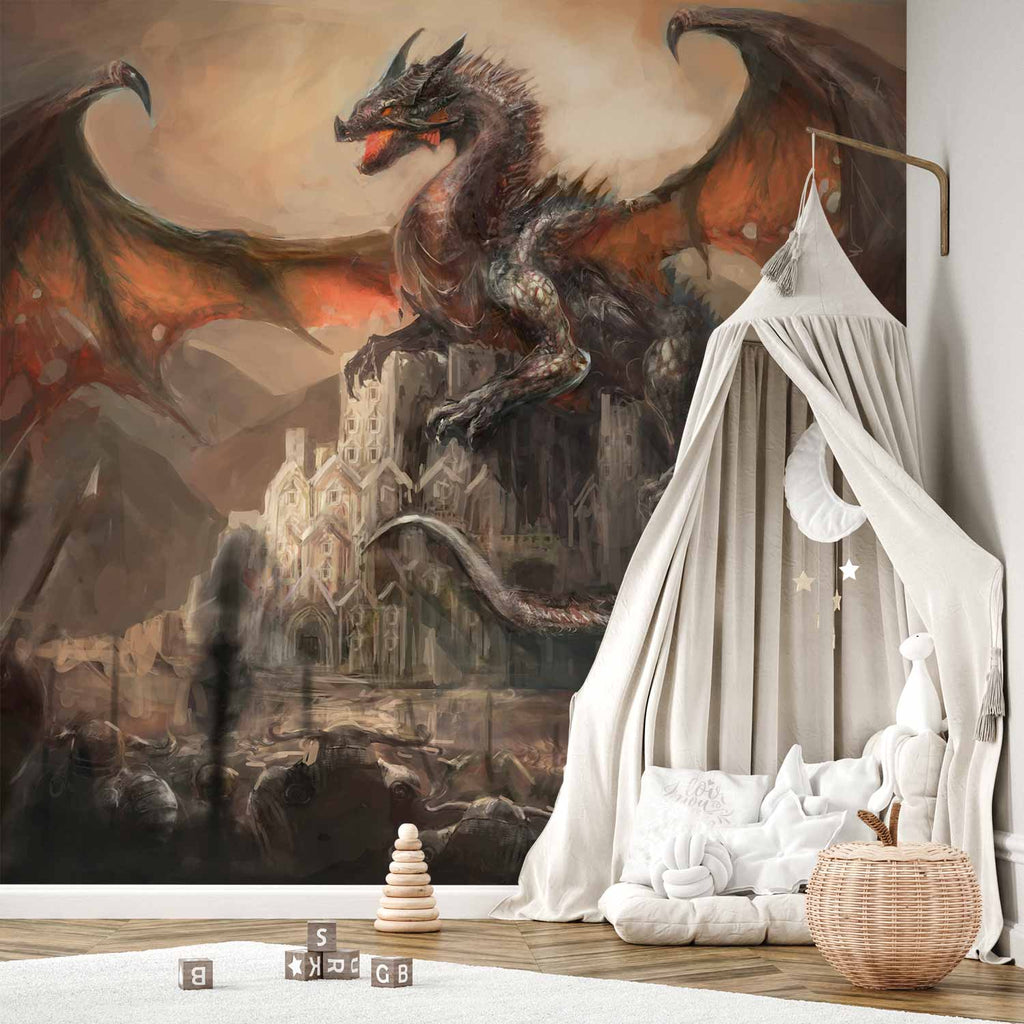Dragon Castle Fantasy Wall Mural