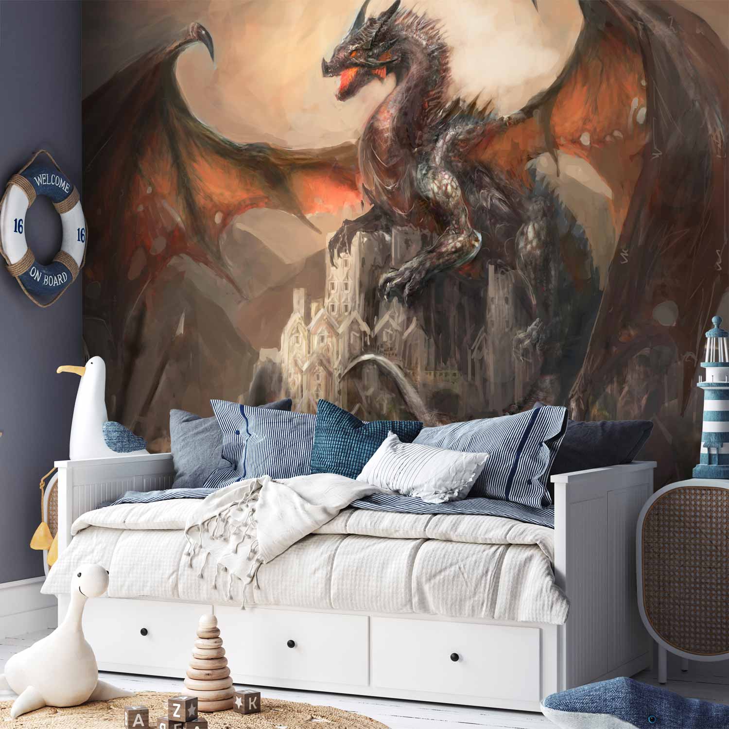 Dragon Castle Fantasy Wall Mural