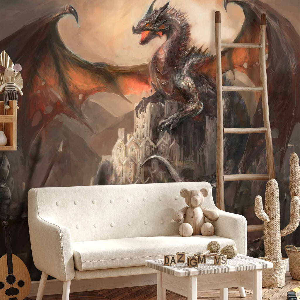 Dragon Castle Fantasy Wall Mural
