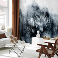 Mountain Wolf Pack Black and White Wall Mural