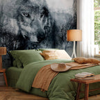 Mountain Wolf Pack Black and White Wall Mural