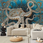 Zen Octopus Mandala Wall Mural