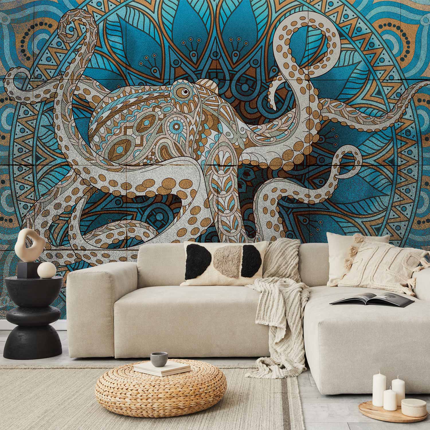 Zen Octopus Mandala Wall Mural
