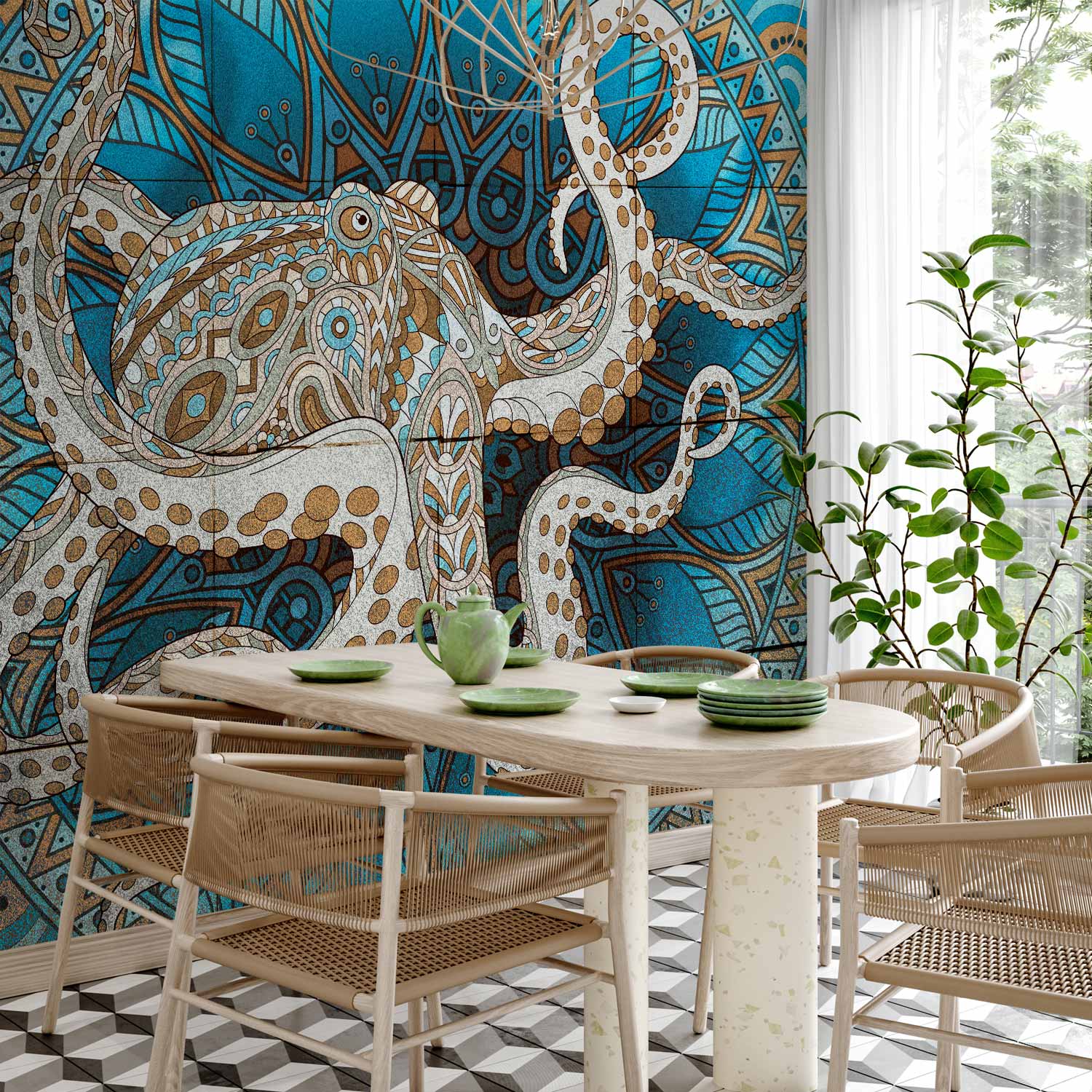 Zen Octopus Mandala Wall Mural
