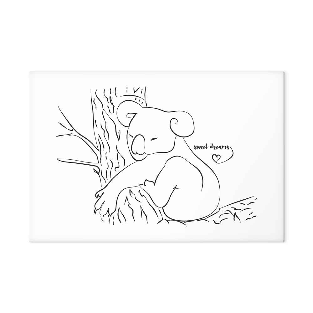 Sleeping Koala Black and White Canvas Print