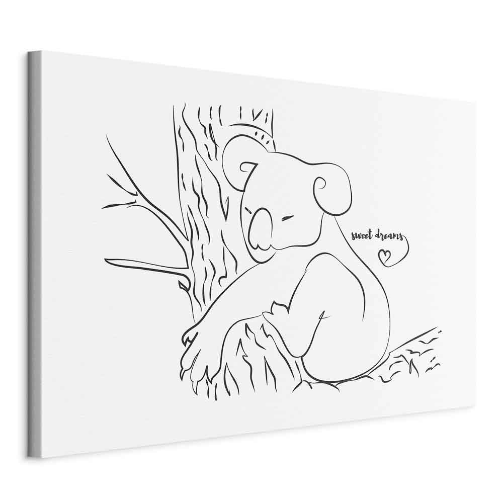 Sleeping Koala Black and White Canvas Print