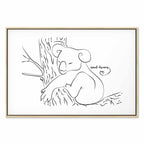 Sleeping Koala Black and White Canvas Print