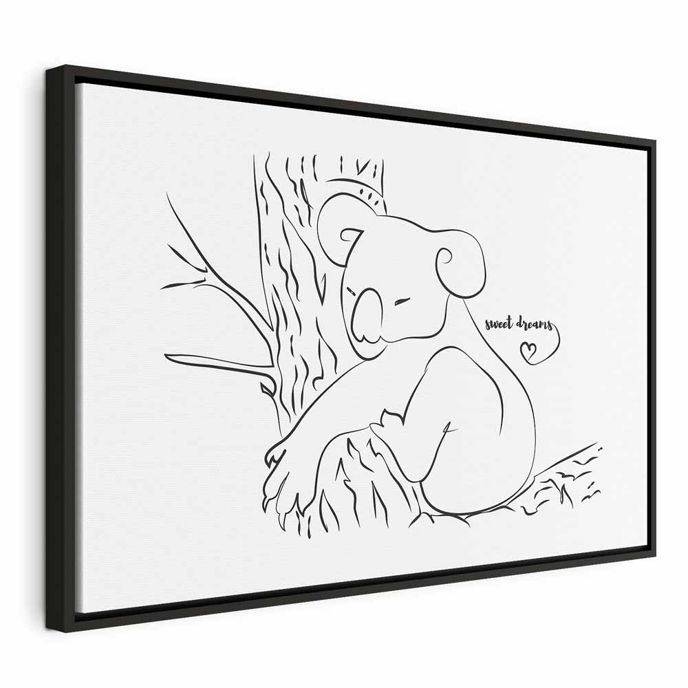 Sleeping Koala Black and White Canvas Print