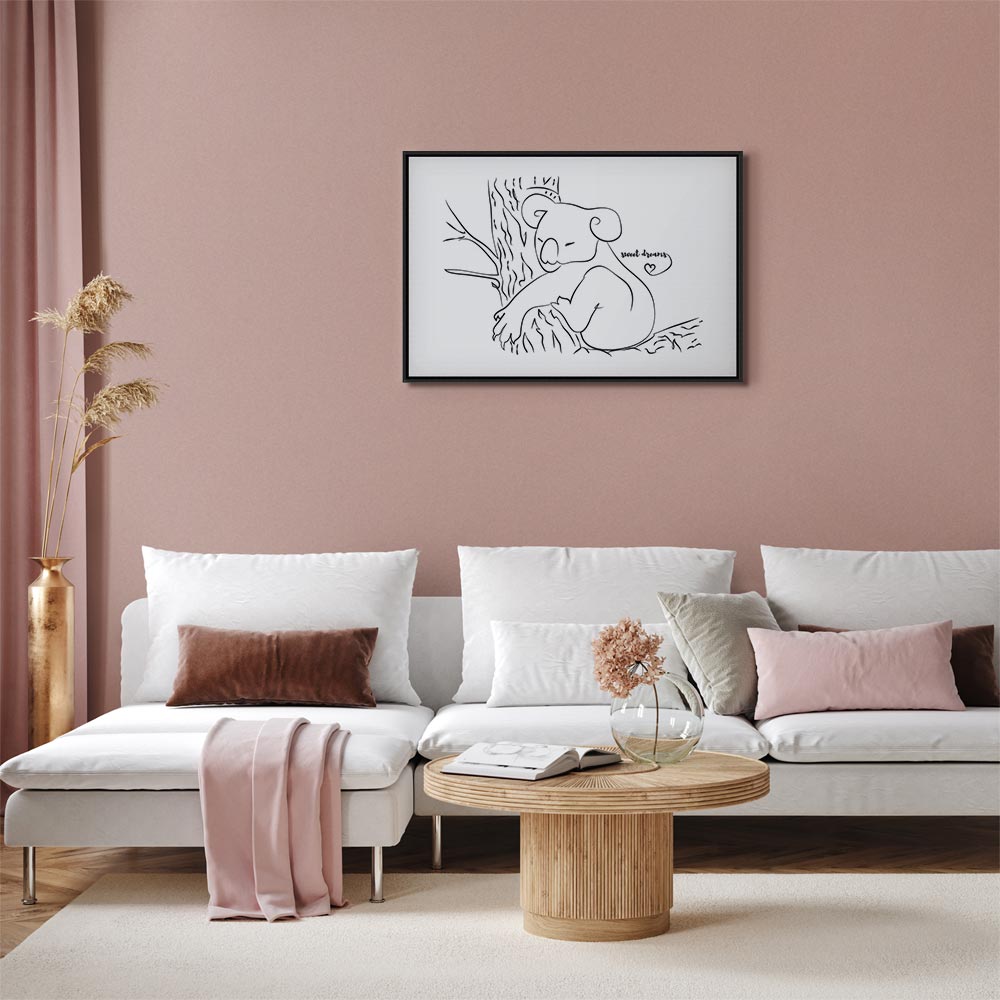 Sleeping Koala Black and White Canvas Print