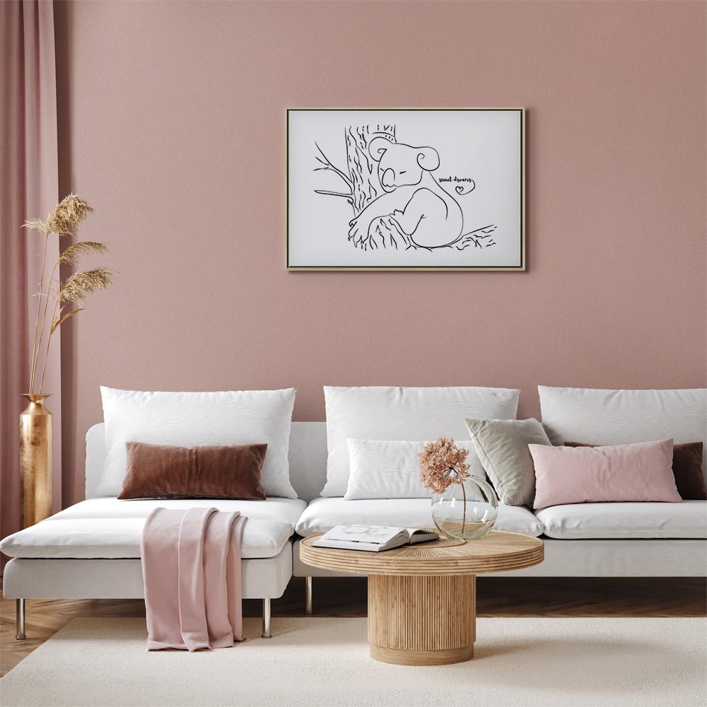 Sleeping Koala Black and White Canvas Print