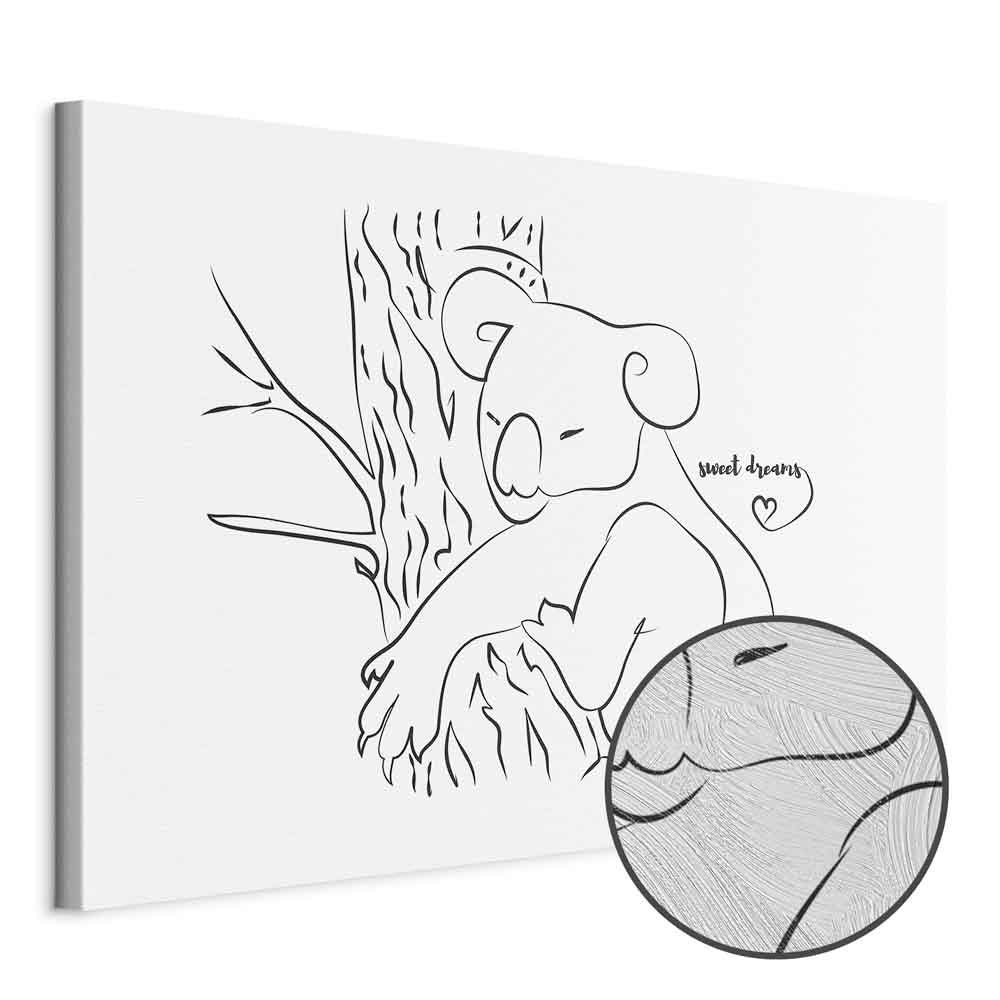 Sleeping Koala Black and White Canvas Print