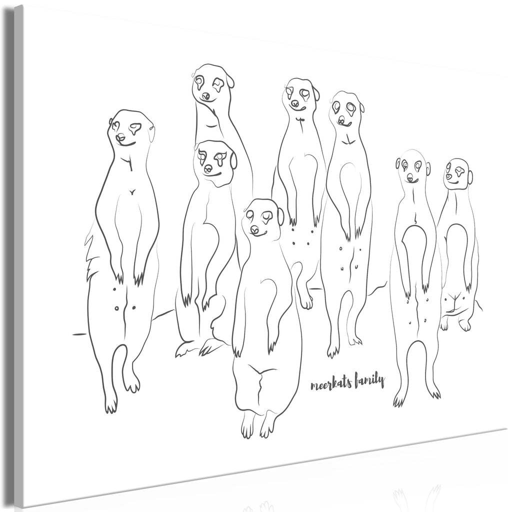 Canvas Print Meerkats on Black and White Background