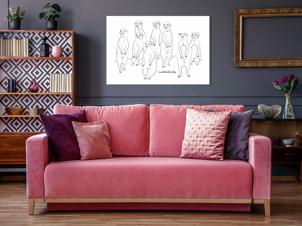 Canvas Print Meerkats on Black and White Background